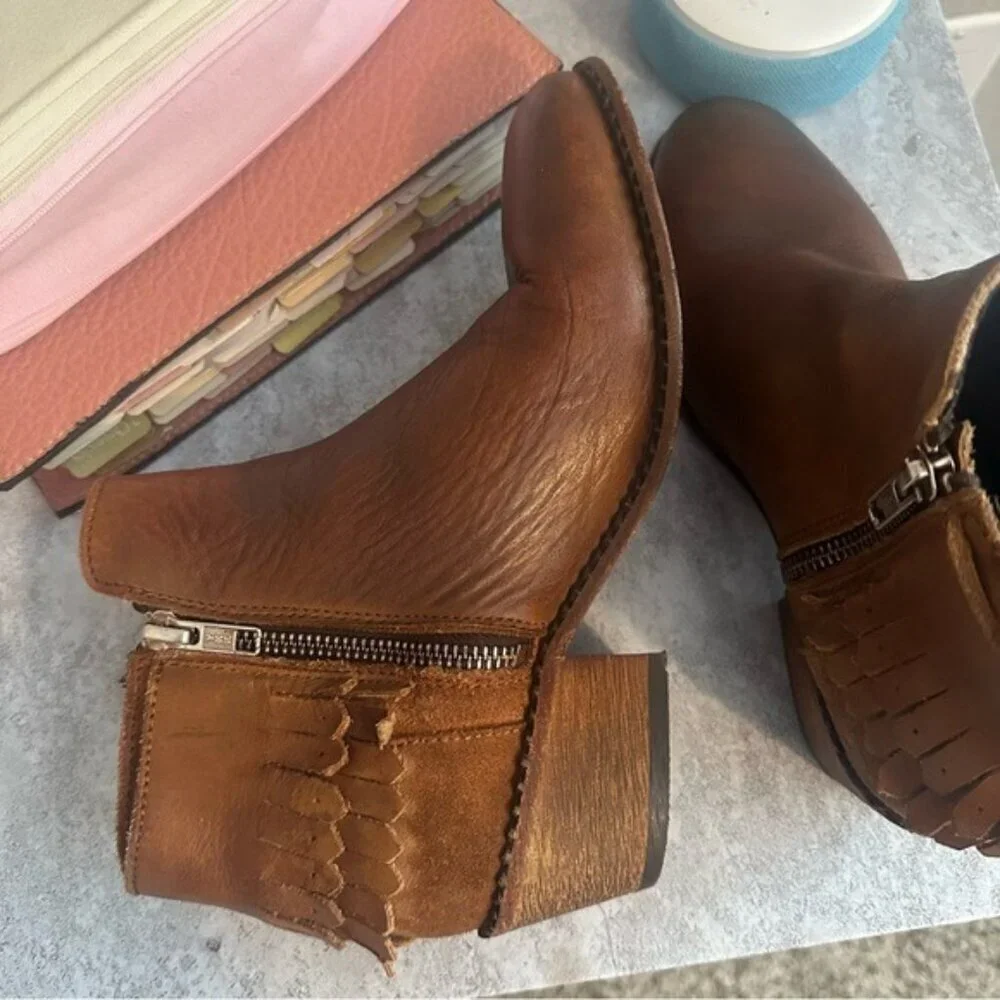 Hudson H by Core Booties Brown Western Fringes Women’s Size 8
